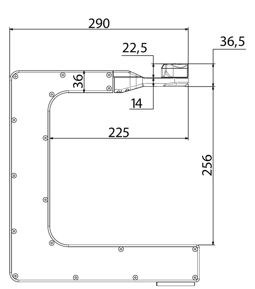 Dimensiones del brazo giratorio (mm)