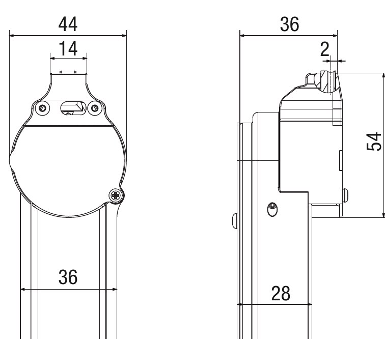 Dimensiones de la columna XXS (mm)