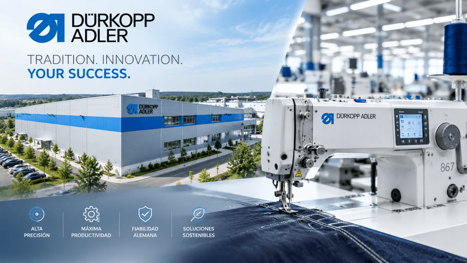 Dürkopp Adler: fábrica en Bielefeld y máquina de coser industrial 867